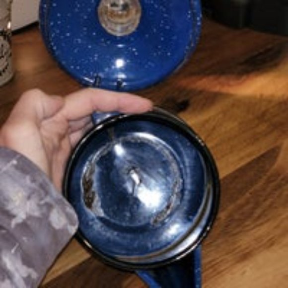 Vintage Enamelware Percolator Coffee Pot Blue White Speckles Unbranded - Picture 4 of 4